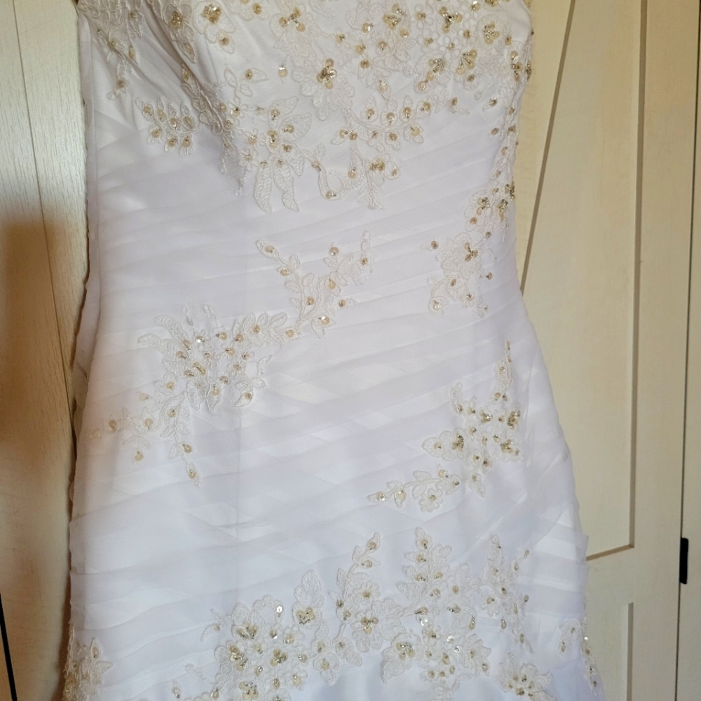 Selling for a family member brand new David's Bridal wedding gown.